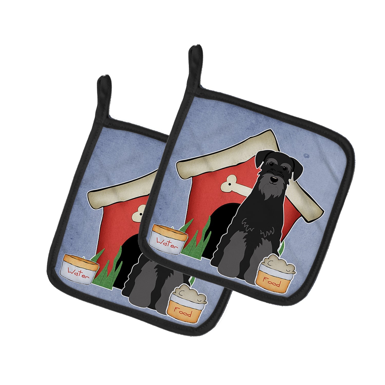 Dog House Collection Standard Schnauzer Black Pot Holder Set of 2 Heat Resistant Quilted Hot Pads 7.5 x 7.5 Inch, Insulated Kitchen Trivets for Cooking & Baking