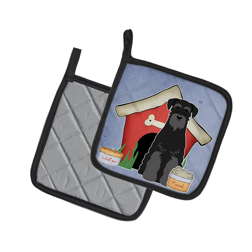 Dog House Collection Standard Schnauzer Black Pot Holder Set of 2 Heat Resistant Quilted Hot Pads 7.5 x 7.5 Inch, Insulated Kitchen Trivets for Cooking & Baking