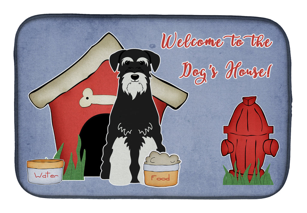 Dog House Collection Standard Schnauzer Salt and Pepper Dish Drying Mat Absorbent Dish Drying Mat Pad for Kitchen Counter Dish Drainer Mat for Countertop, 14 x 21", Multicolor