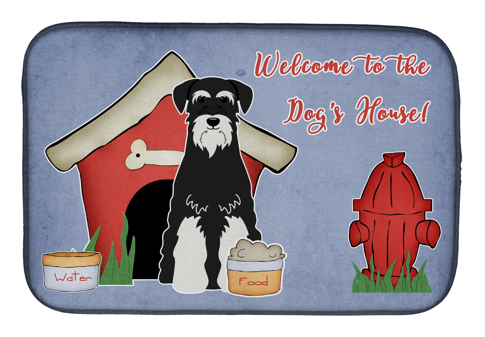Dog House Collection Standard Schnauzer Salt and Pepper Dish Drying Mat Absorbent Dish Drying Mat Pad for Kitchen Counter Dish Drainer Mat for Countertop, 14 x 21", Multicolor