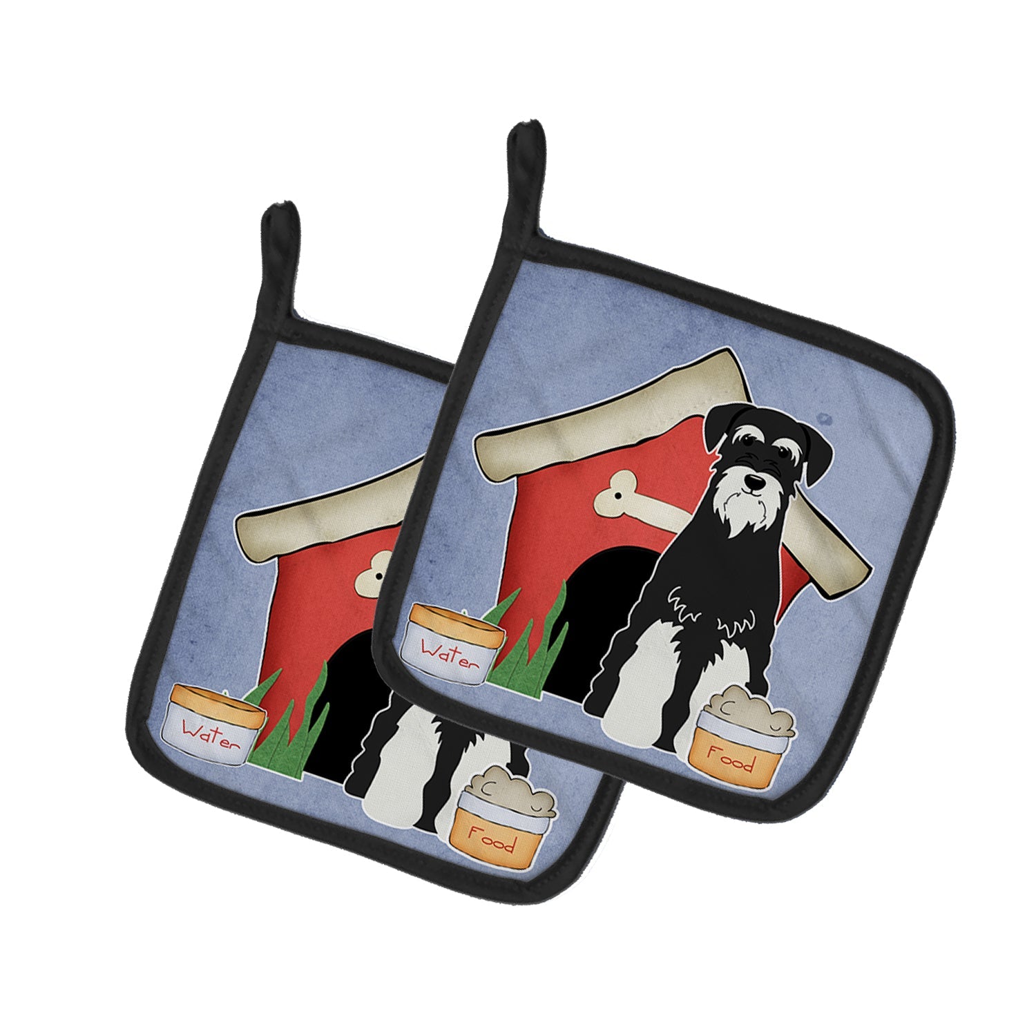 Dog House Collection Standard Schnauzer Salt and Pepper Pot Holder Set of 2 Heat Resistant Quilted Hot Pads 7.5 x 7.5 Inch, Insulated Kitchen Trivets for Cooking & Baking