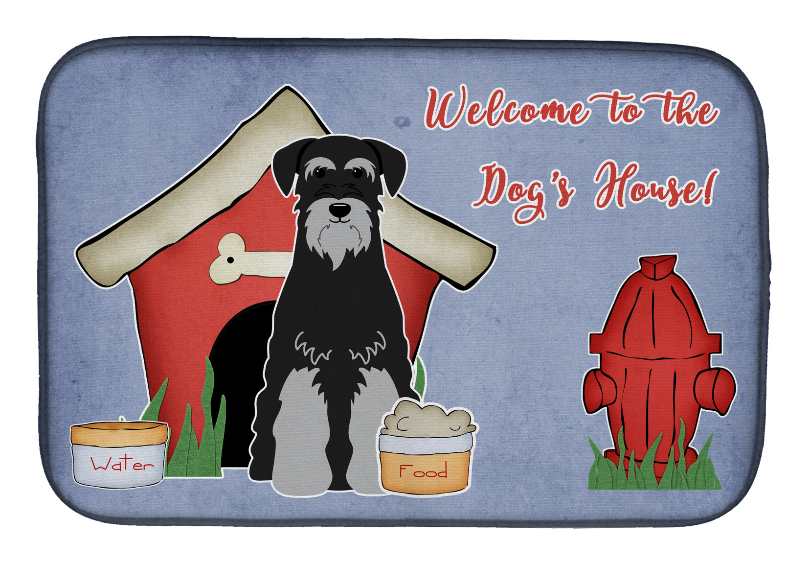 Dog House Collection Standard Schnauzer Black Grey Dish Drying Mat Absorbent Dish Drying Mat Pad for Kitchen Counter Dish Drainer Mat for Countertop, 14 x 21", Multicolor