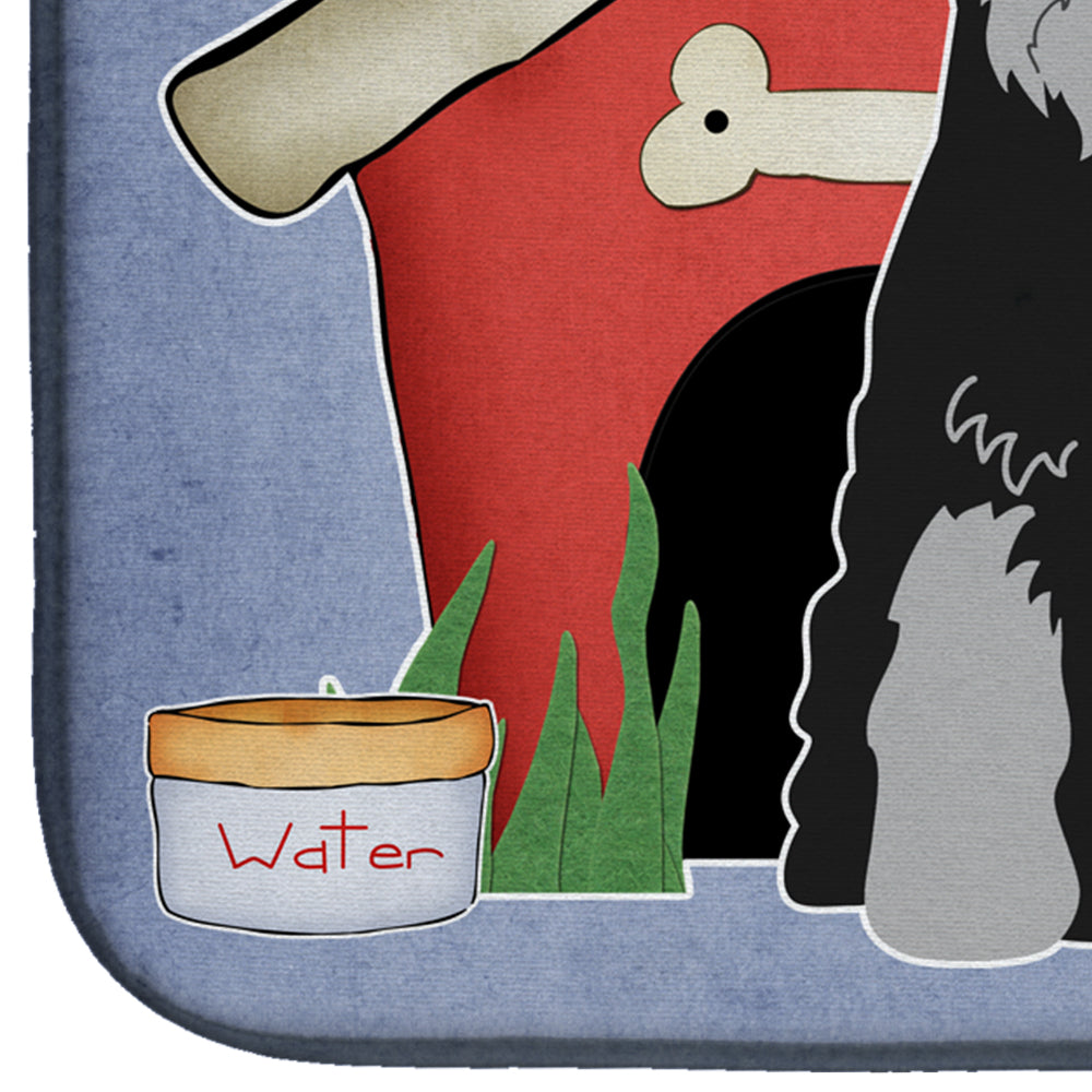 Dog House Collection Standard Schnauzer Black Grey Dish Drying Mat Absorbent Dish Drying Mat Pad for Kitchen Counter Dish Drainer Mat for Countertop, 14 x 21", Multicolor