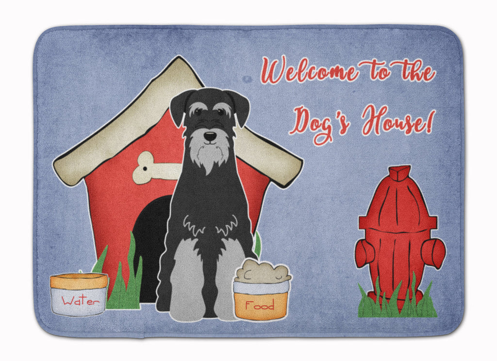 Dog House Collection Standard Schnauzer Black Grey Memory Foam Kitchen Mat Machine Washable Anti-Fatigue Cushion Comfort Bath or Kitchen Rug