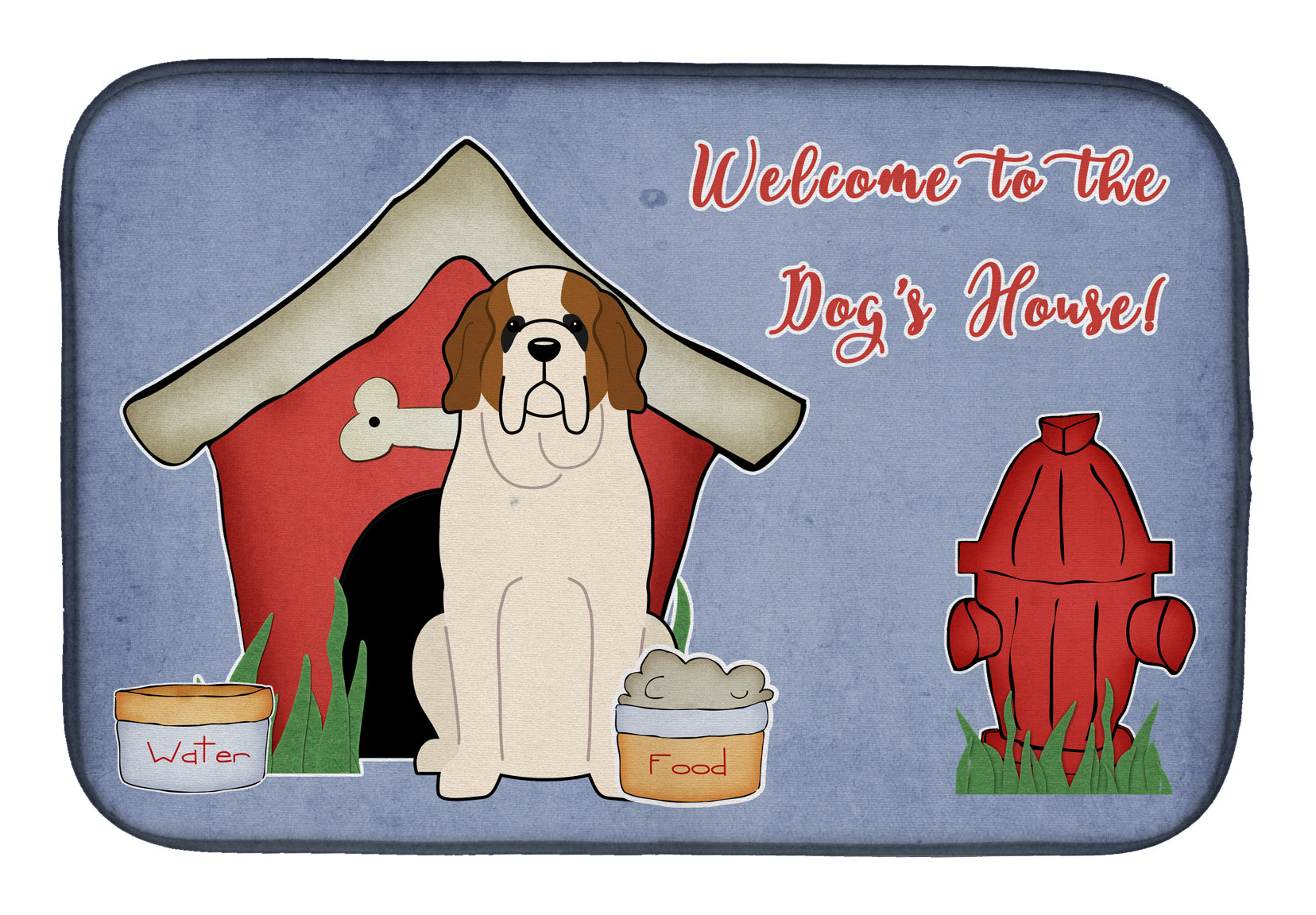Dog House Collection Saint Bernard Dish Drying Mat Absorbent Dish Drying Mat Pad for Kitchen Counter Dish Drainer Mat for Countertop, 14 x 21", Multicolor