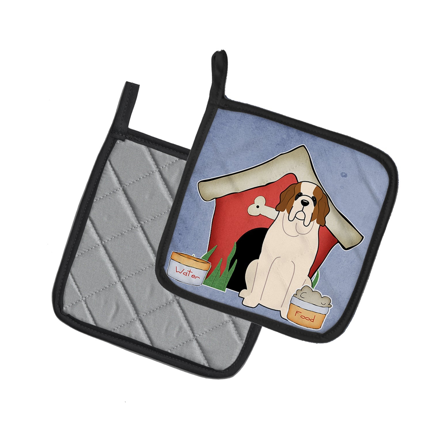 Dog House Collection Saint Bernard Pot Holder Set of 2 Heat Resistant Quilted Hot Pads 7.5 x 7.5 Inch, Insulated Kitchen Trivets for Cooking & Baking