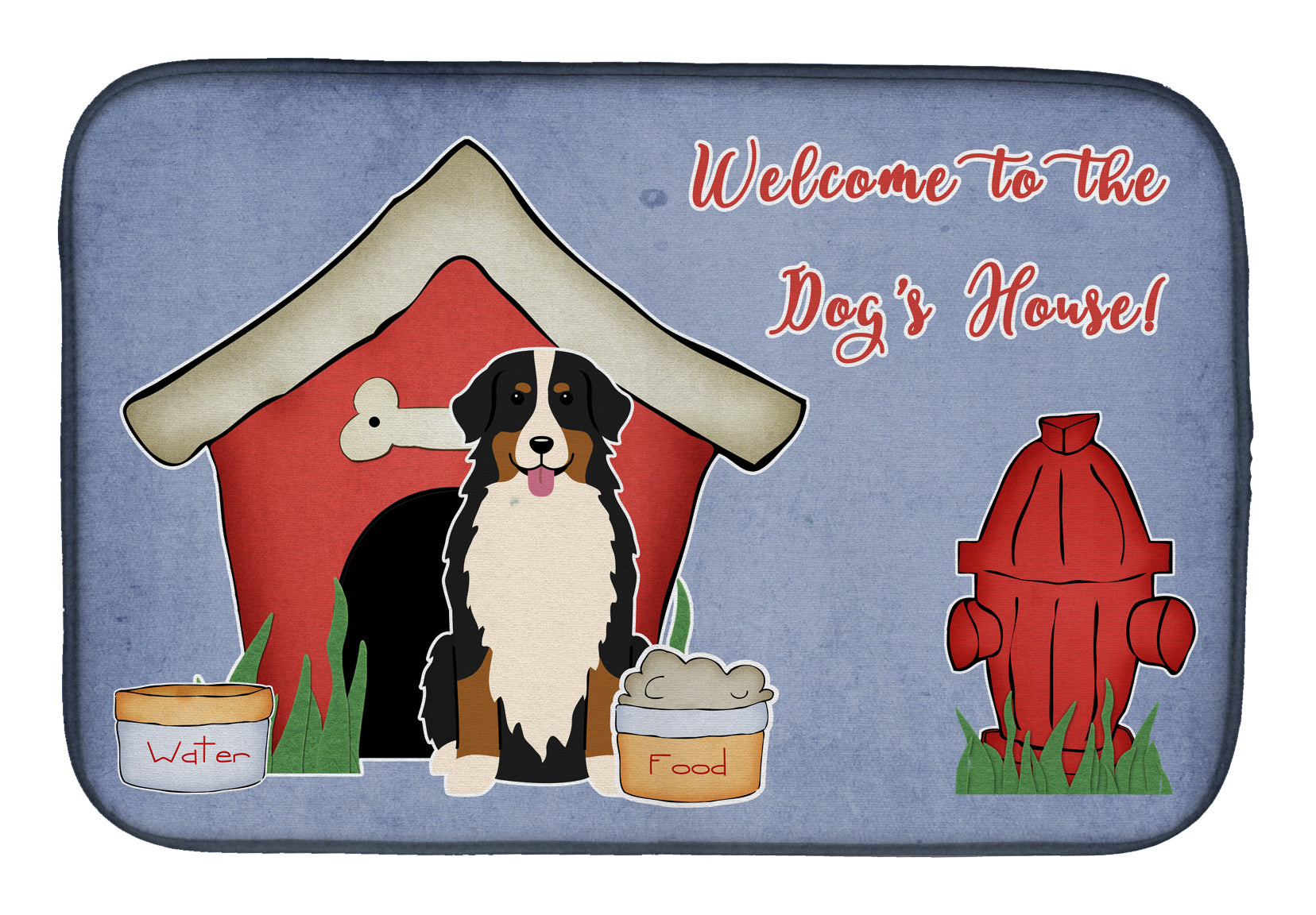 Dog House Collection Bernese Mountain Dog Dish Drying Mat Absorbent Dish Drying Mat Pad for Kitchen Counter Dish Drainer Mat for Countertop, 14 x 21", Multicolor