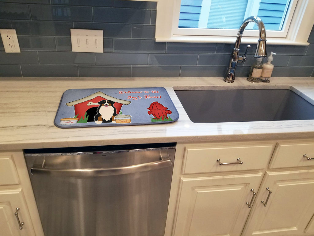 Dog House Collection Bernese Mountain Dog Dish Drying Mat Absorbent Dish Drying Mat Pad for Kitchen Counter Dish Drainer Mat for Countertop, 14 x 21", Multicolor