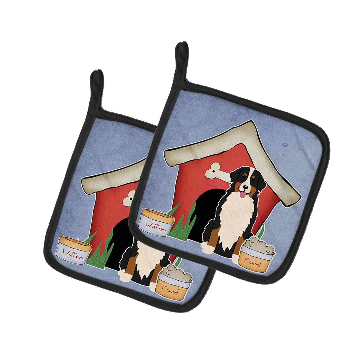 Dog House Collection Bernese Mountain Dog Pot Holder Set of 2 Heat Resistant Quilted Hot Pads 7.5 x 7.5 Inch, Insulated Kitchen Trivets for Cooking & Baking