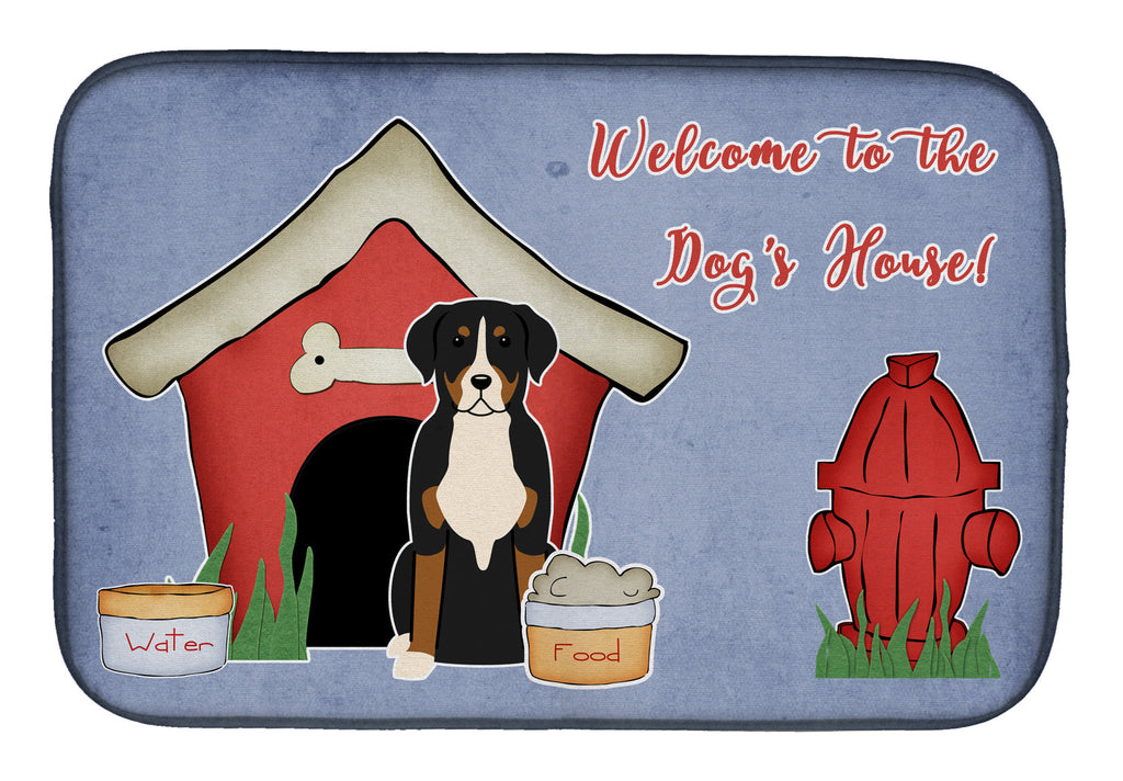 Dog House Collection Greater Swiss Mountain Dog Dish Drying Mat Absorbent Dish Drying Mat Pad for Kitchen Counter Dish Drainer Mat for Countertop, 14 x 21", Multicolor