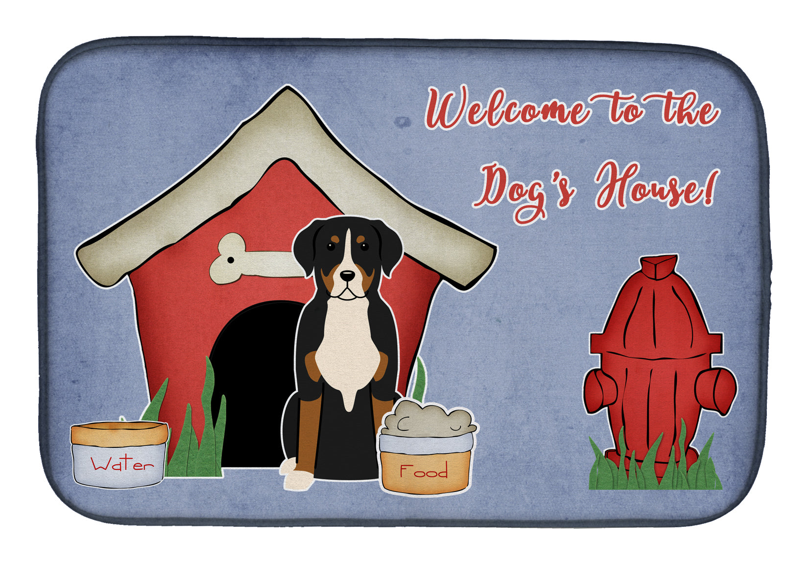 Dog House Collection Greater Swiss Mountain Dog Dish Drying Mat Absorbent Dish Drying Mat Pad for Kitchen Counter Dish Drainer Mat for Countertop, 14 x 21", Multicolor