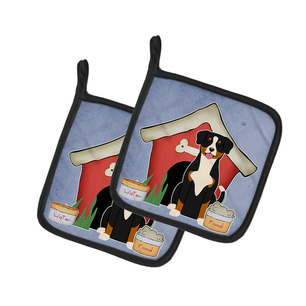 Dog House Collection Entlebucher Pot Holder Set of 2 Heat Resistant Quilted Hot Pads 7.5 x 7.5 Inch, Insulated Kitchen Trivets for Cooking & Baking