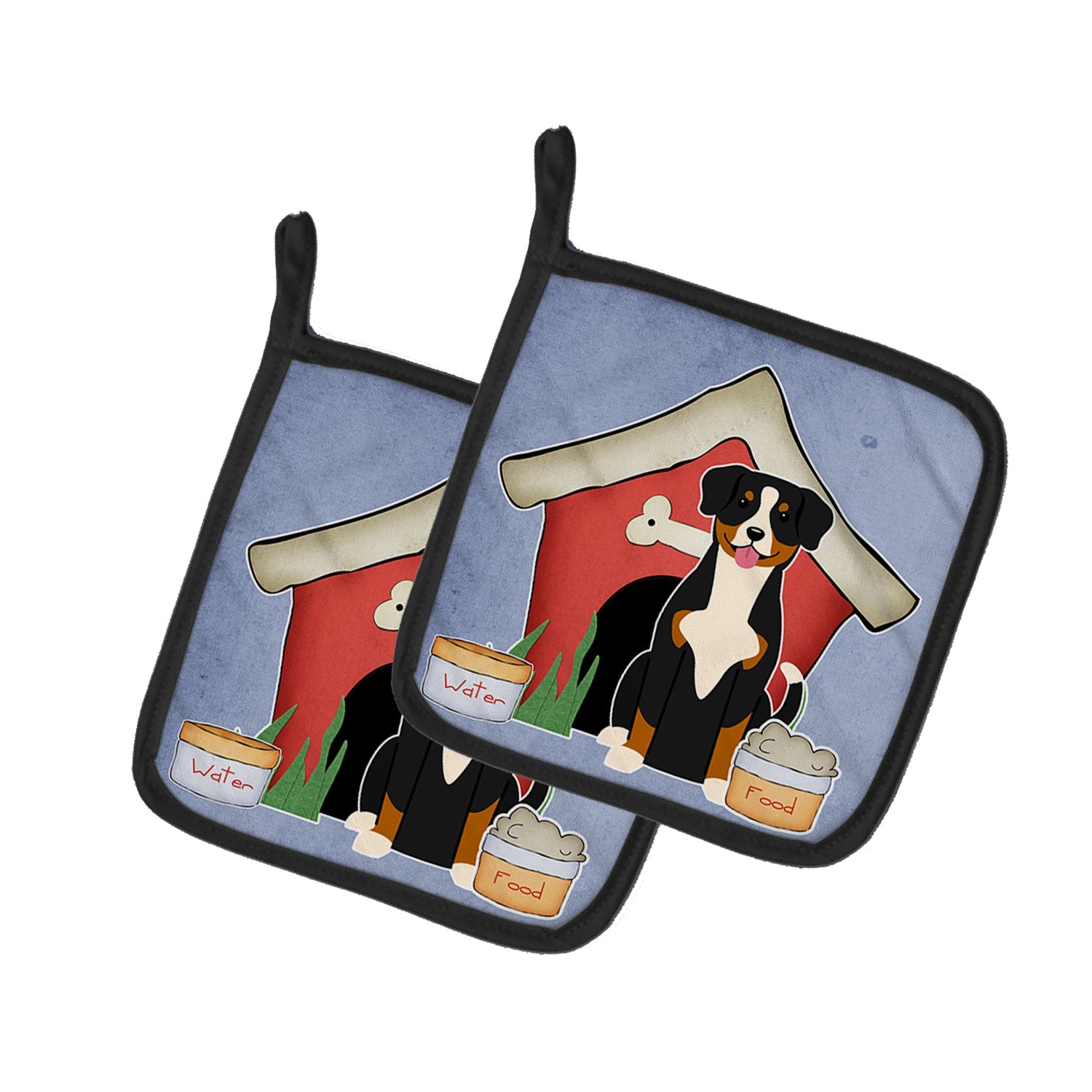 Dog House Collection Entlebucher Pot Holder Set of 2 Heat Resistant Quilted Hot Pads 7.5 x 7.5 Inch, Insulated Kitchen Trivets for Cooking & Baking