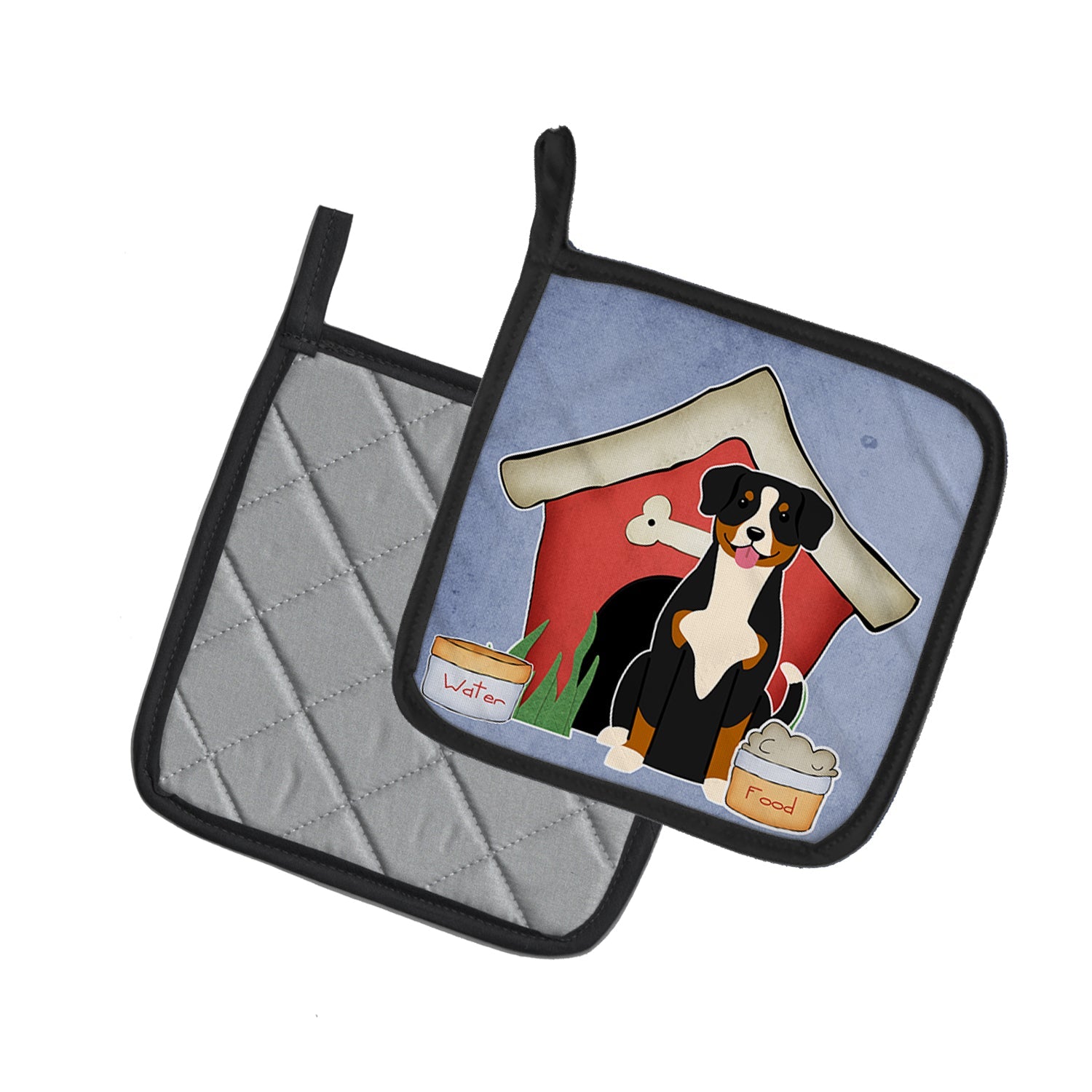 Dog House Collection Entlebucher Pot Holder Set of 2 Heat Resistant Quilted Hot Pads 7.5 x 7.5 Inch, Insulated Kitchen Trivets for Cooking & Baking