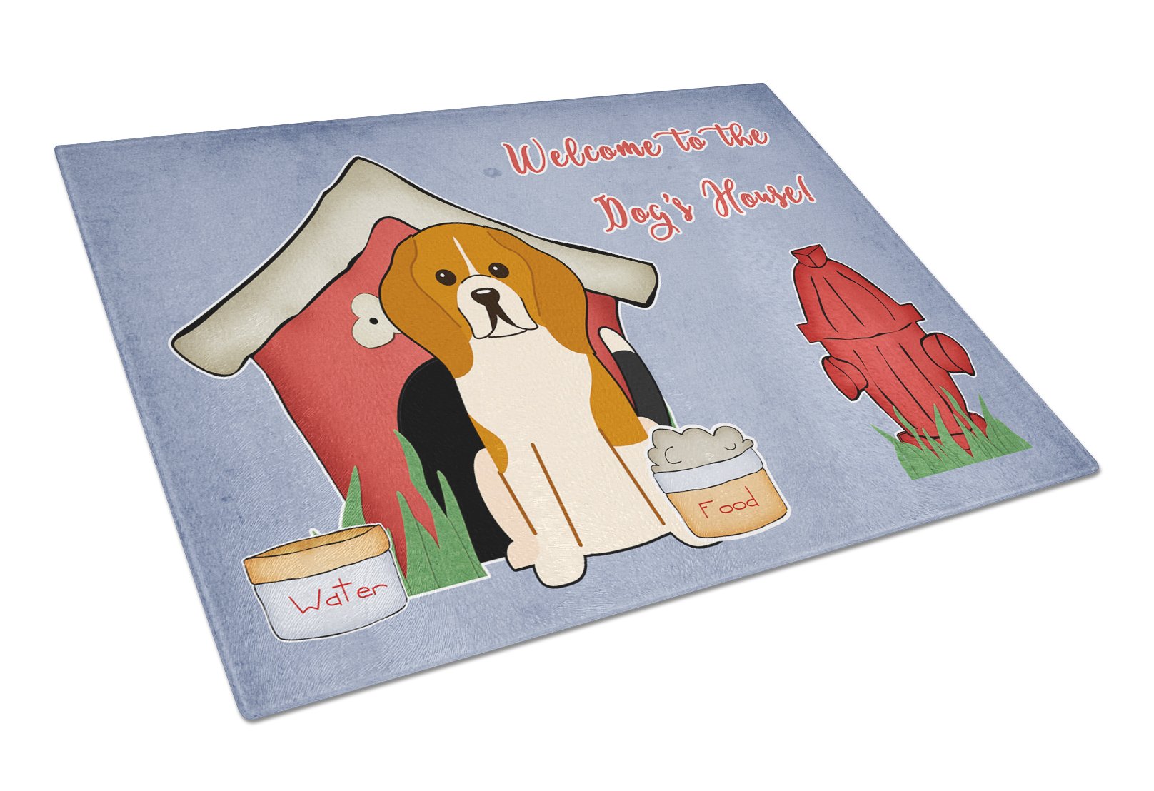 Dog House Collection Beagle Tricolor Cutting Board Tempered Glass Kitchen Cutting Surface, Heat Resistant Chopping, Non-Slip Feet, Food Prep & Serving