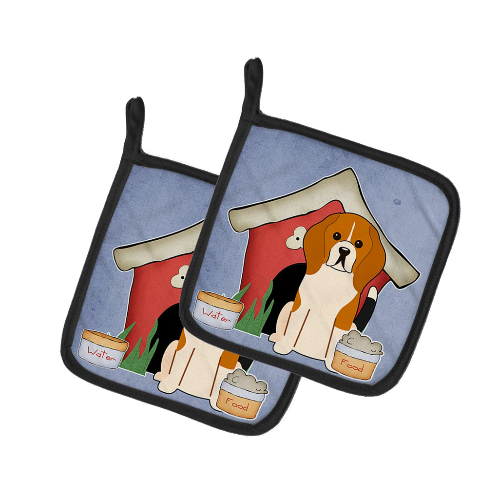 Dog House Collection Beagle Tricolor Pot Holder Set of 2 Heat Resistant Quilted Hot Pads 7.5 x 7.5 Inch, Insulated Kitchen Trivets for Cooking & Baking