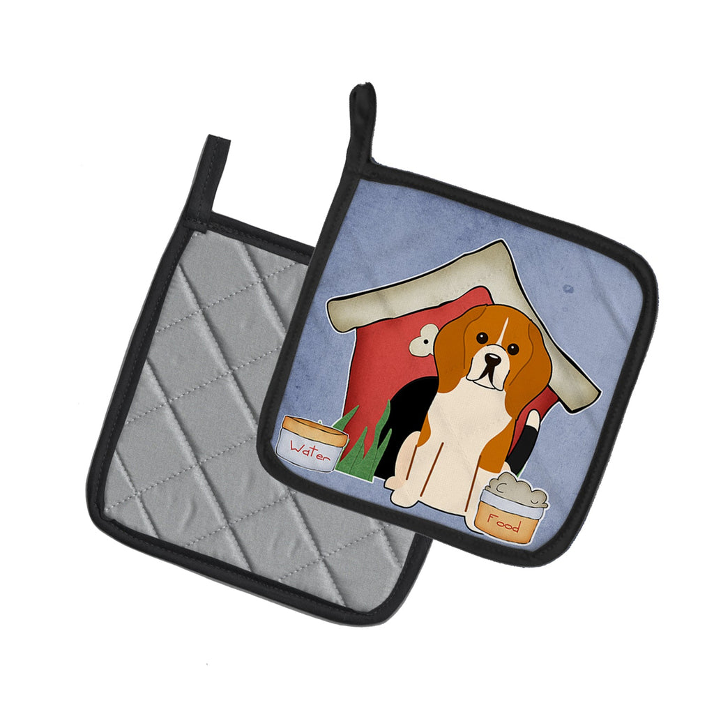 Dog House Collection Beagle Tricolor Pot Holder Set of 2 Heat Resistant Quilted Hot Pads 7.5 x 7.5 Inch, Insulated Kitchen Trivets for Cooking & Baking