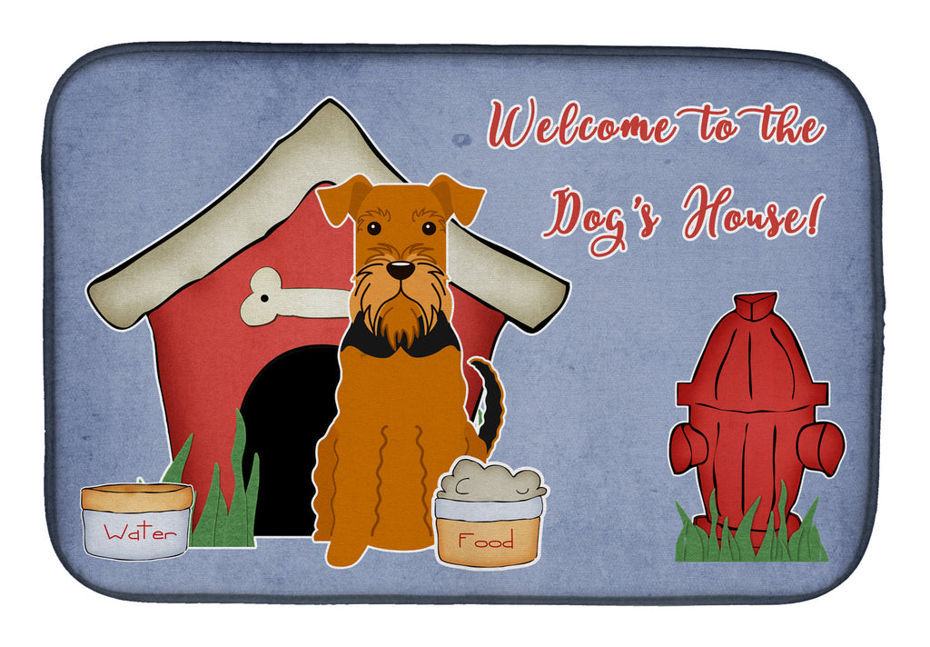 Dog House Collection Airedale Dish Drying Mat Absorbent Dish Drying Mat Pad for Kitchen Counter Dish Drainer Mat for Countertop, 14 x 21", Multicolor