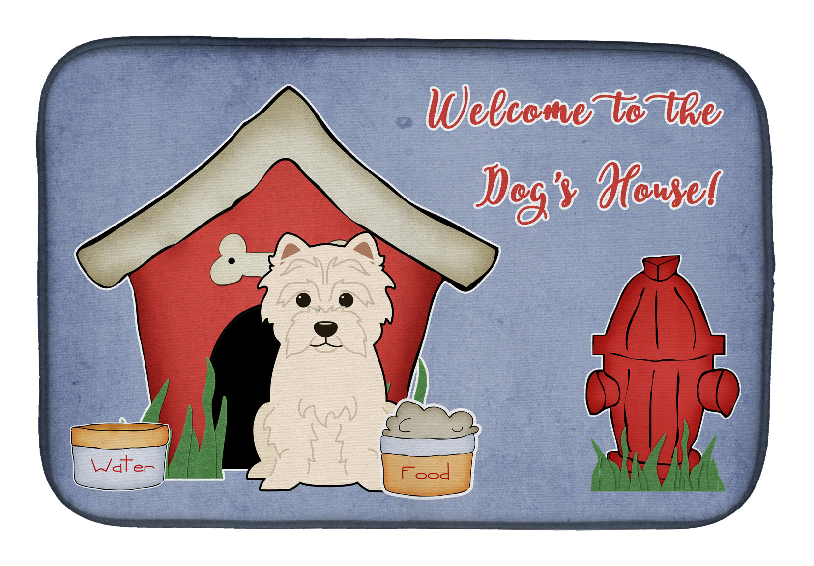 Dog House Collection Westie Dish Drying Mat Absorbent Dish Drying Mat Pad for Kitchen Counter Dish Drainer Mat for Countertop, 14 x 21", Multicolor