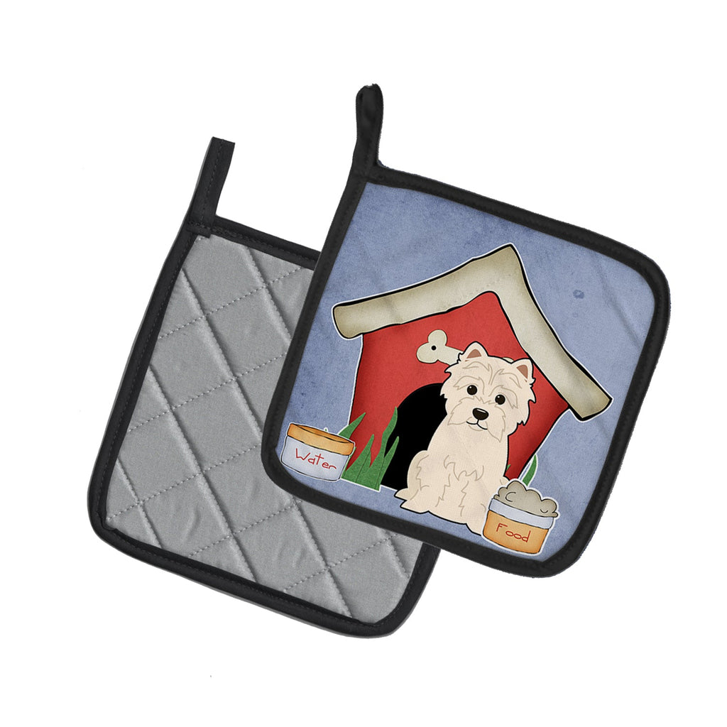 Dog House Collection Westie Pot Holder Set of 2 Heat Resistant Quilted Hot Pads 7.5 x 7.5 Inch, Insulated Kitchen Trivets for Cooking & Baking