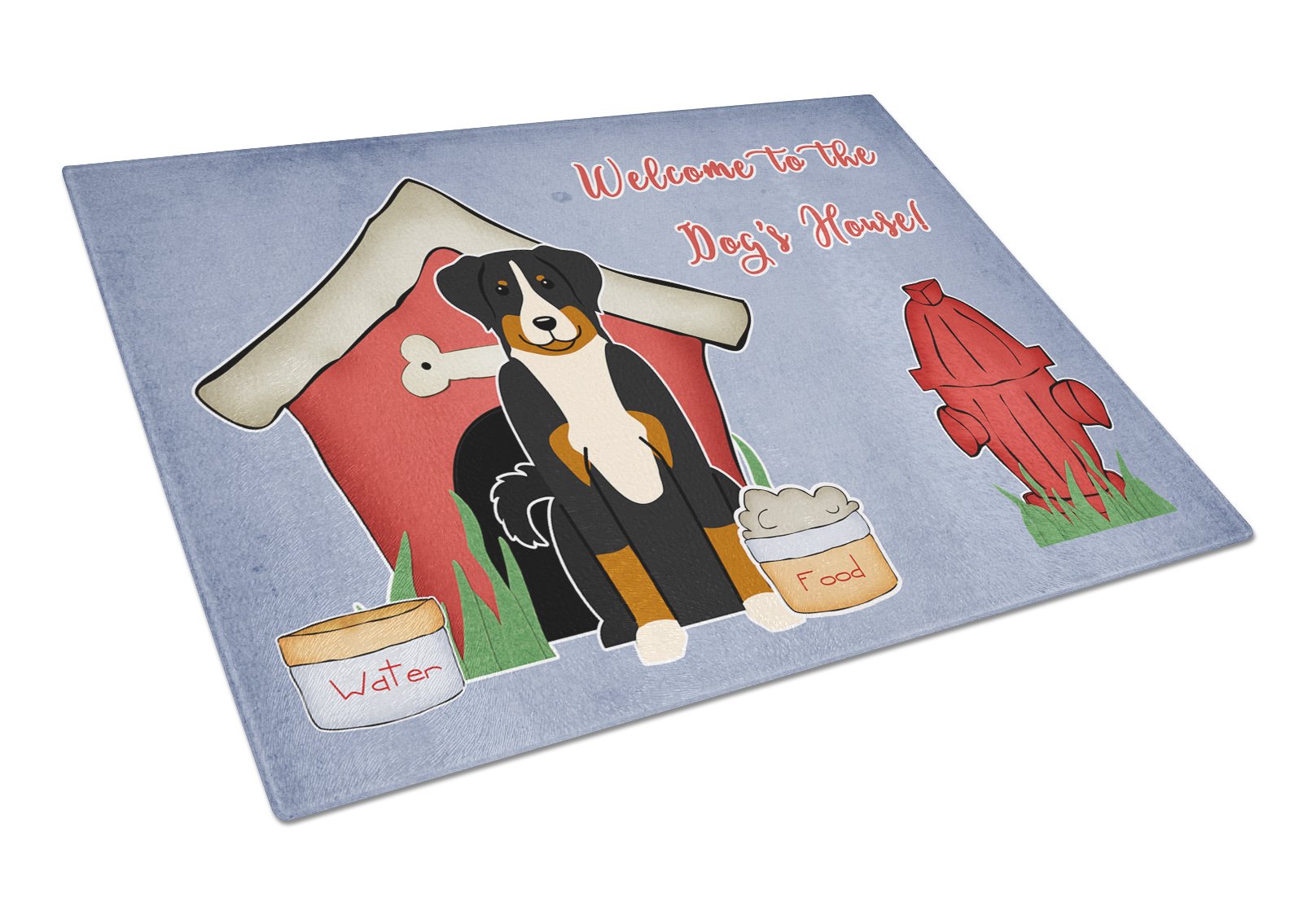 Dog House Collection Appenzeller Sennenhund Cutting Board Tempered Glass Kitchen Cutting Surface, Heat Resistant Chopping, Non-Slip Feet, Food Prep & Serving