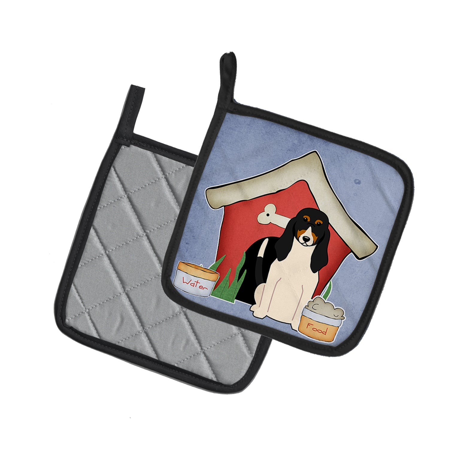 Dog House Collection Swiss Hound Pot Holder Set of 2 Heat Resistant Quilted Hot Pads 7.5 x 7.5 Inch, Insulated Kitchen Trivets for Cooking & Baking