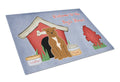 Dog House Collection Staffordshire Bull Terrier Brown Cutting Board Tempered Glass Kitchen Cutting Surface, Heat Resistant Chopping, Non-Slip Feet, Food Prep & Serving