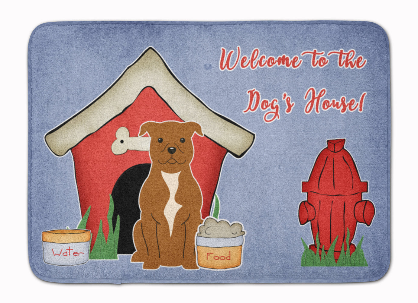 Dog House Collection Staffordshire Bull Terrier Brown Memory Foam Kitchen Mat Machine Washable Anti-Fatigue Cushion Comfort Bath or Kitchen Rug