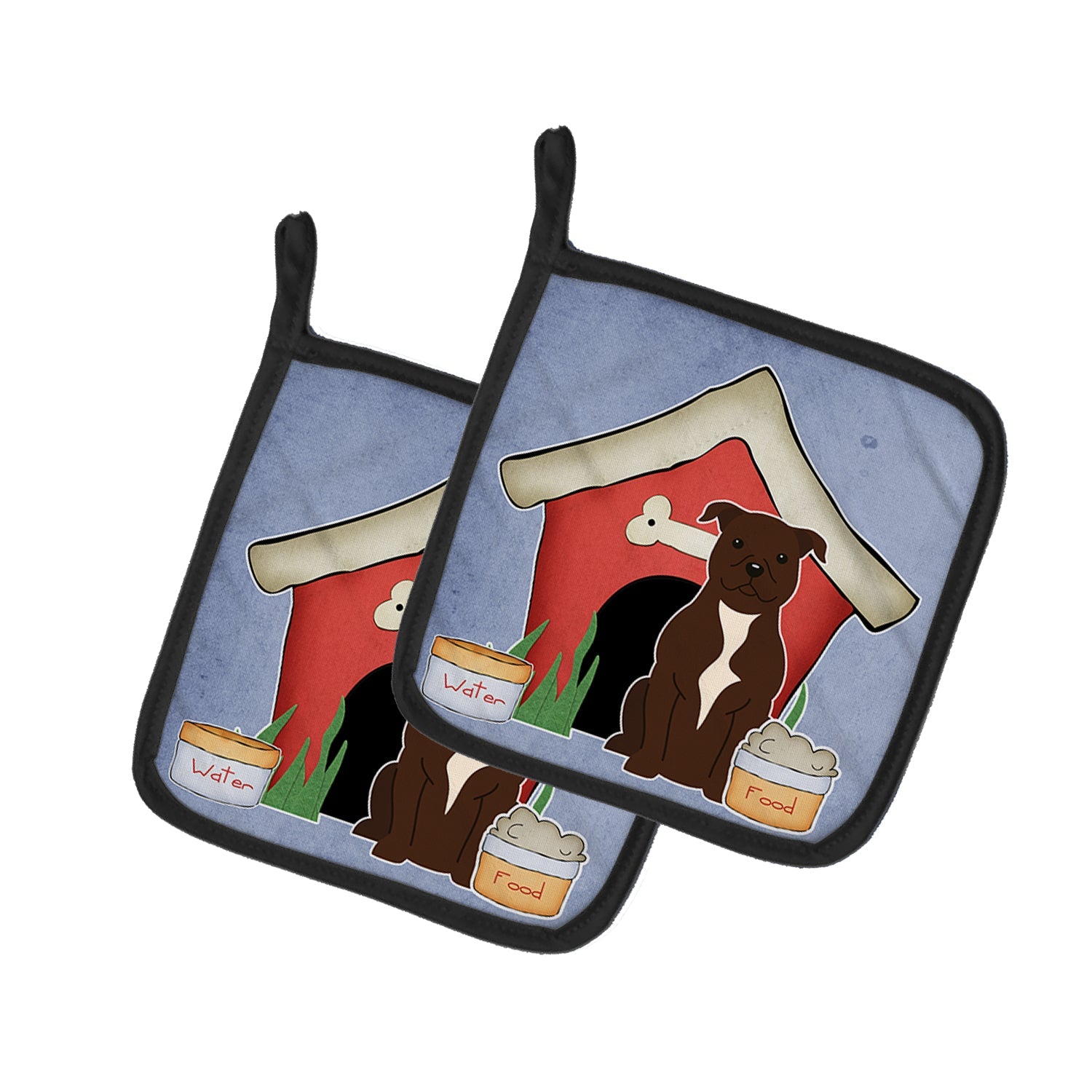 Dog House Collection Staffordshire Bull Terrier Chocolate Pot Holder Set of 2 Heat Resistant Quilted Hot Pads 7.5 x 7.5 Inch, Insulated Kitchen Trivets for Cooking & Baking