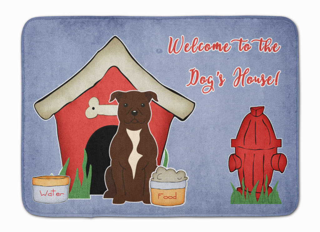 Dog House Collection Staffordshire Bull Terrier Chocolate Memory Foam Kitchen Mat Machine Washable Anti-Fatigue Cushion Comfort Bath or Kitchen Rug