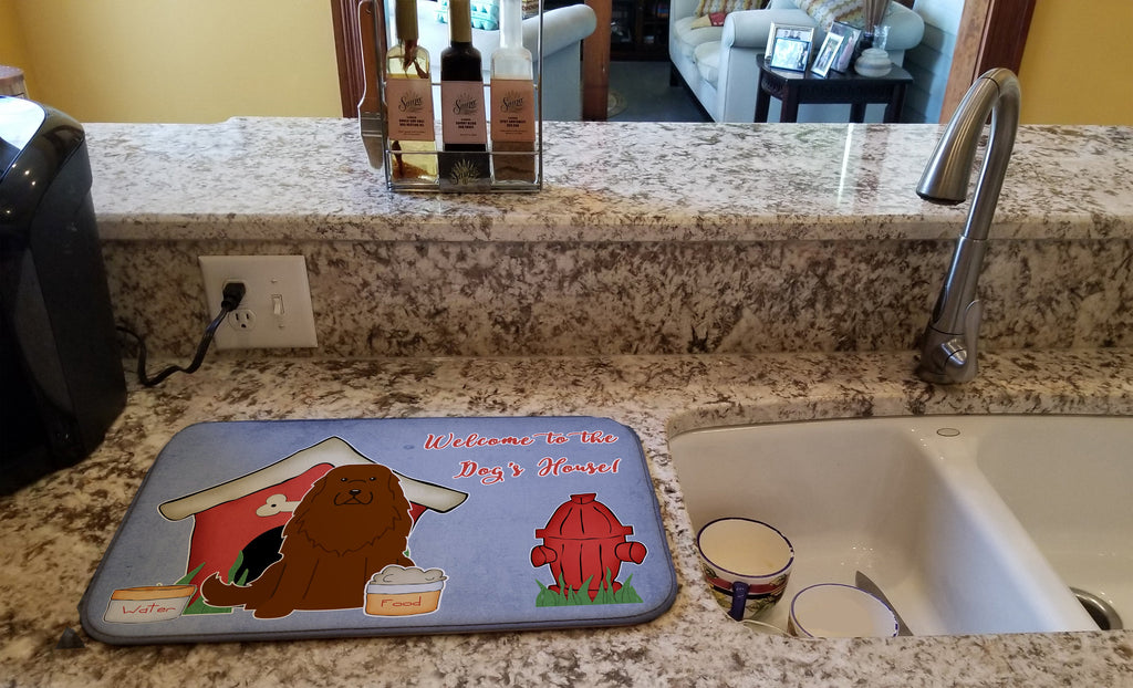Dog House Collection Caucasian Shepherd Dog Dish Drying Mat Absorbent Dish Drying Mat Pad for Kitchen Counter Dish Drainer Mat for Countertop, 14 x 21", Multicolor