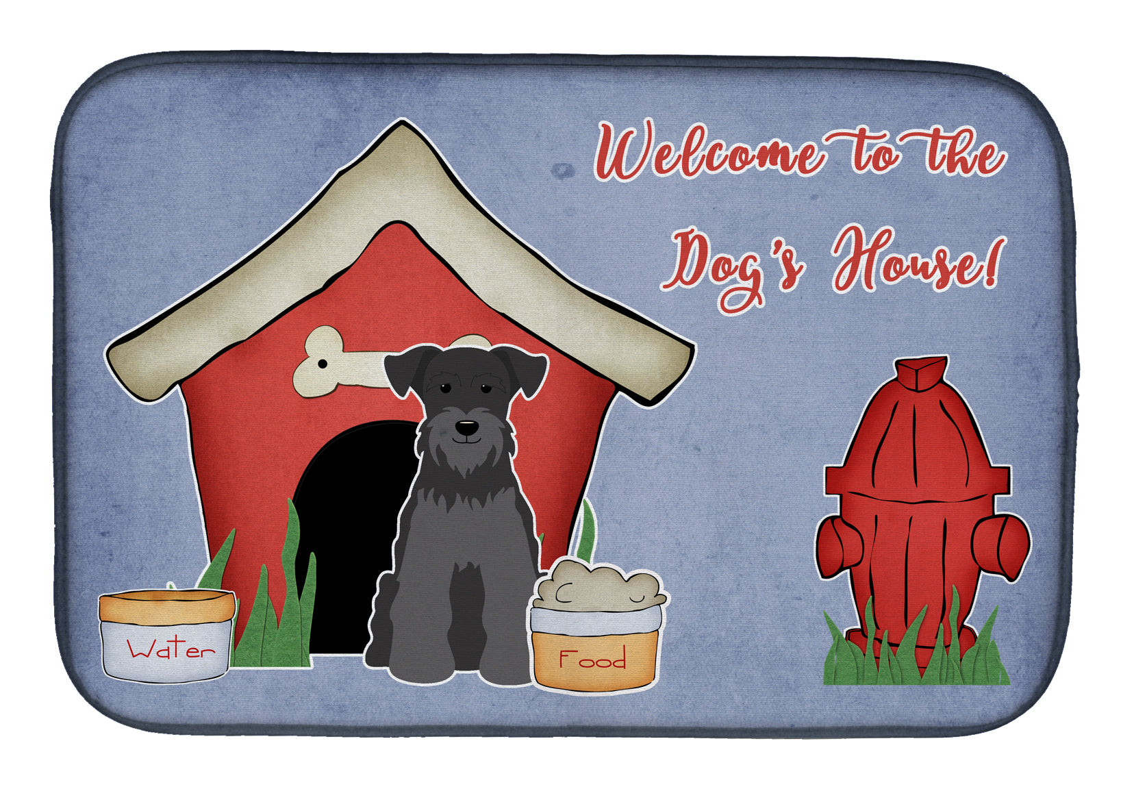 Dog House Collection Miniature Schnauzer Black Dish Drying Mat Absorbent Dish Drying Mat Pad for Kitchen Counter Dish Drainer Mat for Countertop, 14 x 21", Multicolor