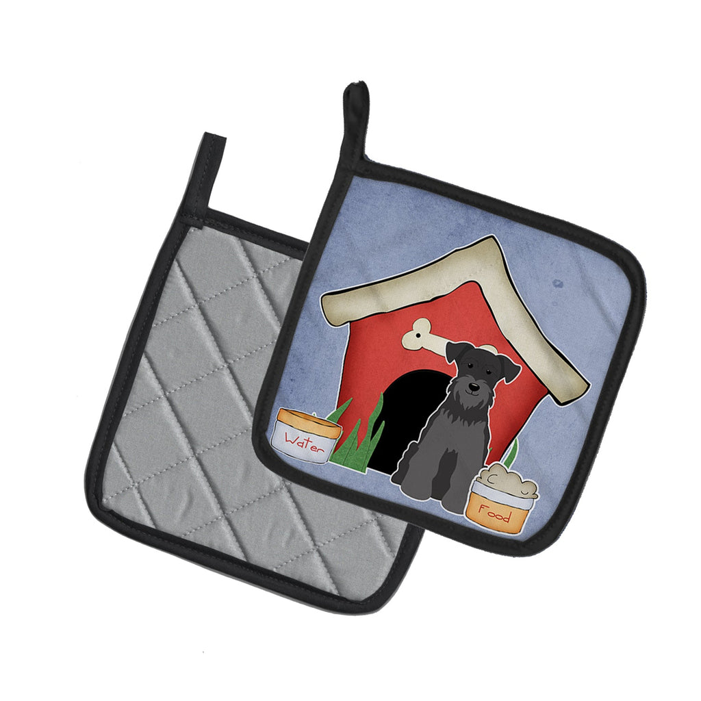 Dog House Collection Miniature Schnauzer Black Pot Holder Set of 2 Heat Resistant Quilted Hot Pads 7.5 x 7.5 Inch, Insulated Kitchen Trivets for Cooking & Baking