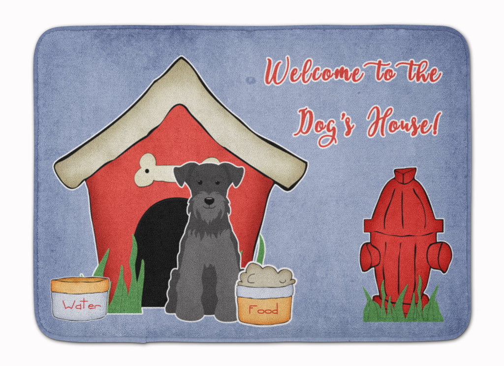 Dog House Collection Miniature Schnauzer Black Memory Foam Kitchen Mat Machine Washable Anti-Fatigue Cushion Comfort Bath or Kitchen Rug