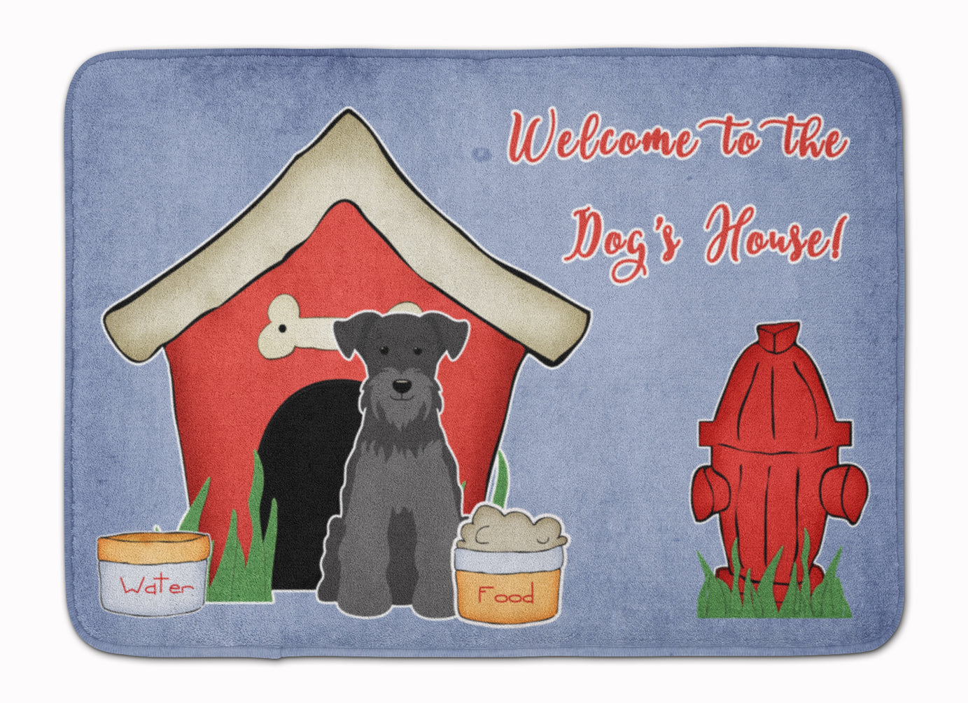 Dog House Collection Miniature Schnauzer Black Memory Foam Kitchen Mat Machine Washable Anti-Fatigue Cushion Comfort Bath or Kitchen Rug