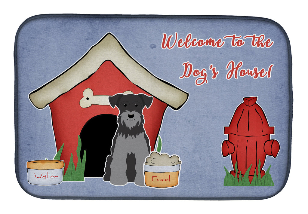 Dog House Collection Miniature Schnauzer Black Silver Dish Drying Mat Absorbent Dish Drying Mat Pad for Kitchen Counter Dish Drainer Mat for Countertop, 14 x 21", Multicolor