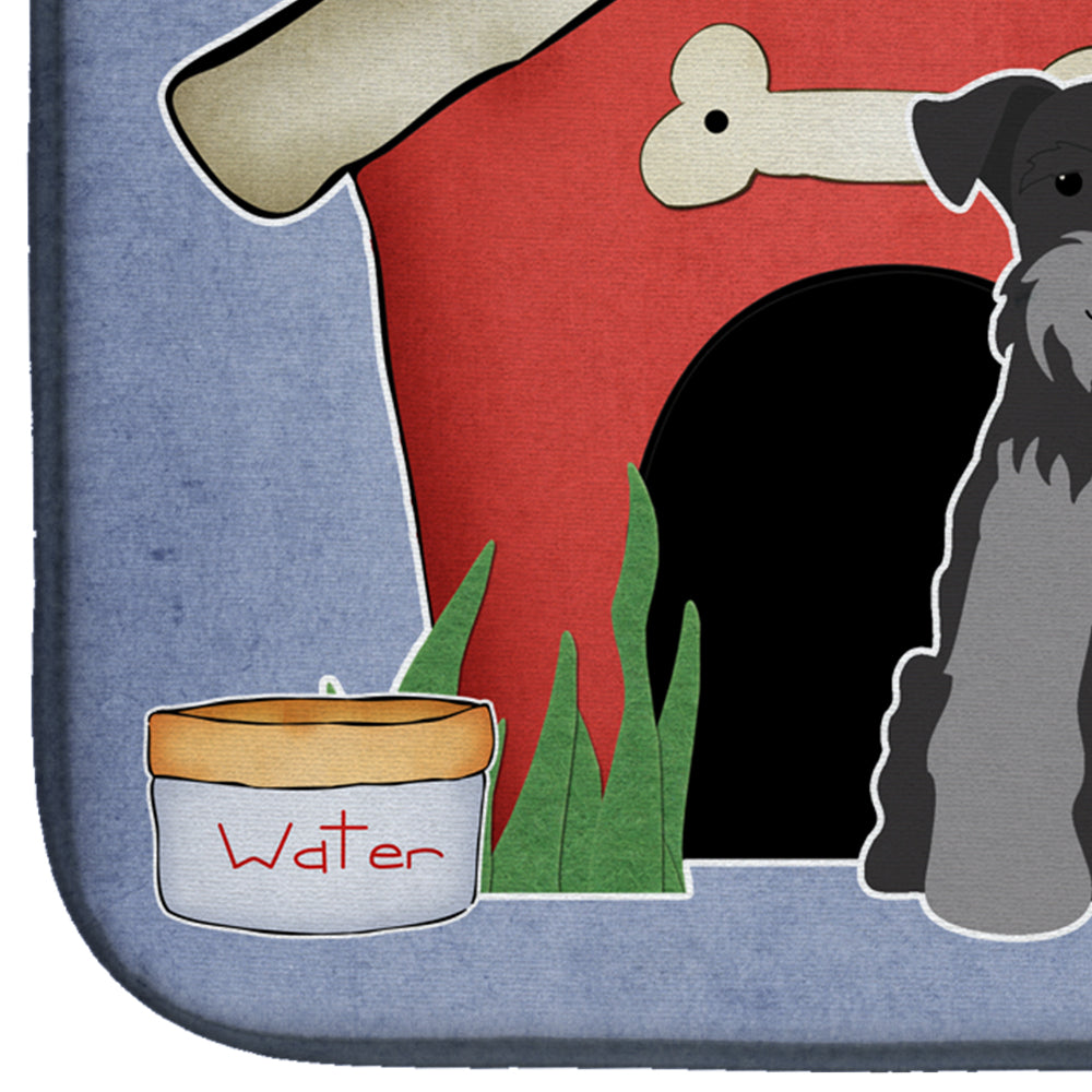 Dog House Collection Miniature Schnauzer Black Silver Dish Drying Mat Absorbent Dish Drying Mat Pad for Kitchen Counter Dish Drainer Mat for Countertop, 14 x 21", Multicolor