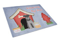 Dog House Collection Miniature Schnauzer Black Silver Cutting Board Tempered Glass Kitchen Cutting Surface, Heat Resistant Chopping, Non-Slip Feet, Food Prep & Serving