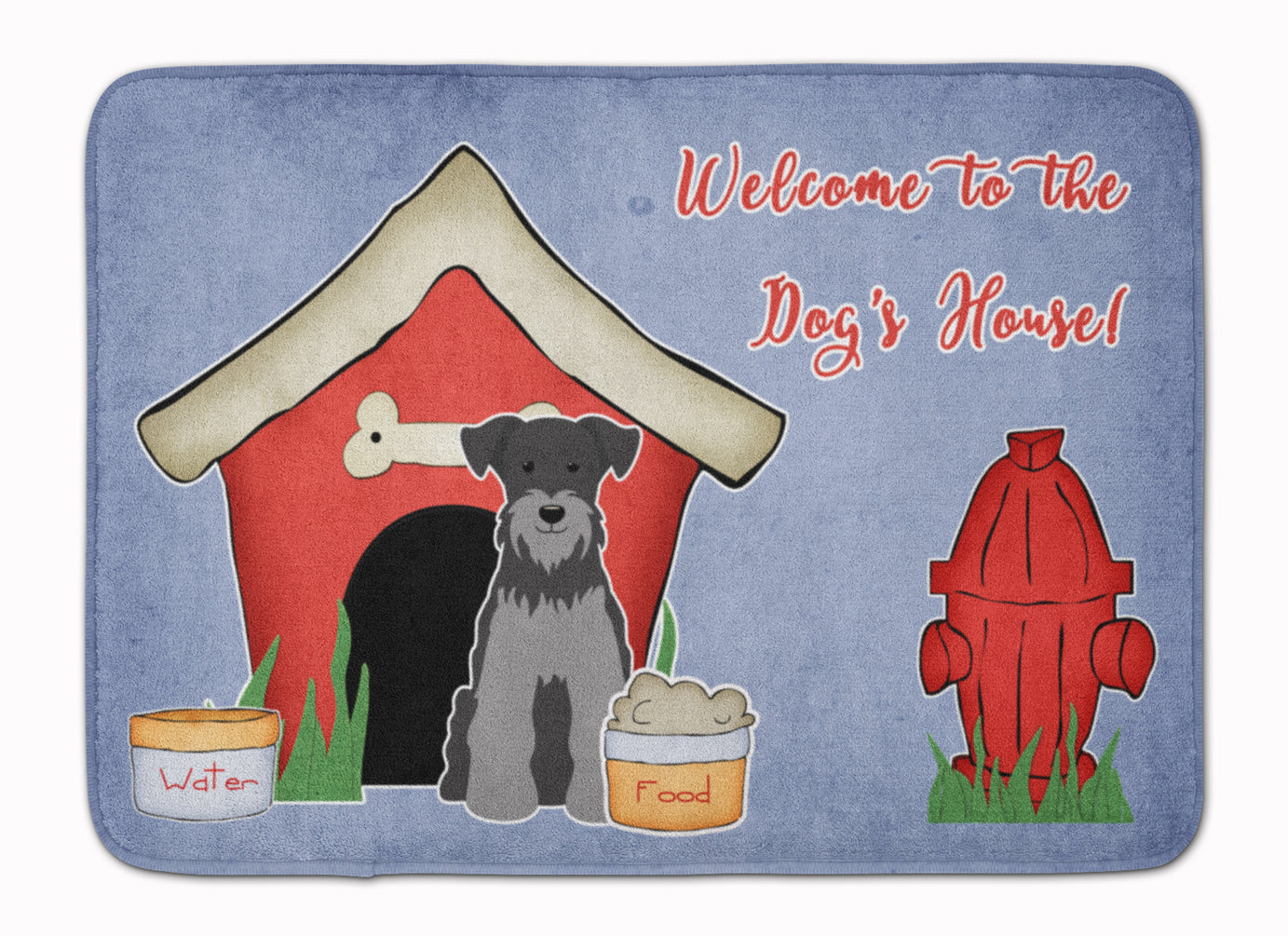 Dog House Collection Miniature Schnauzer Black Silver Memory Foam Kitchen Mat Machine Washable Anti-Fatigue Cushion Comfort Bath or Kitchen Rug