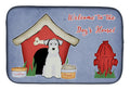 Dog House Collection Miniature Schnauzer White Dish Drying Mat Absorbent Dish Drying Mat Pad for Kitchen Counter Dish Drainer Mat for Countertop, 14 x 21", Multicolor