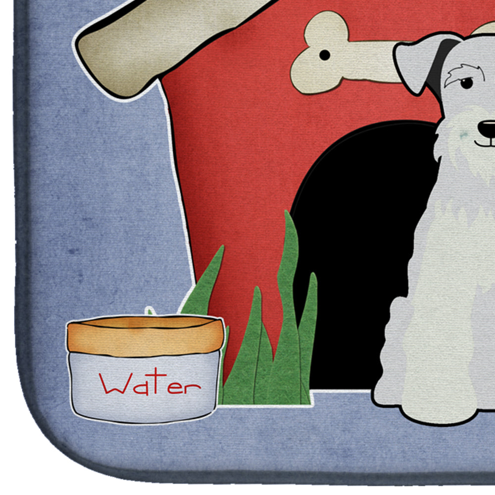 Dog House Collection Miniature Schnauzer White Dish Drying Mat Absorbent Dish Drying Mat Pad for Kitchen Counter Dish Drainer Mat for Countertop, 14 x 21", Multicolor