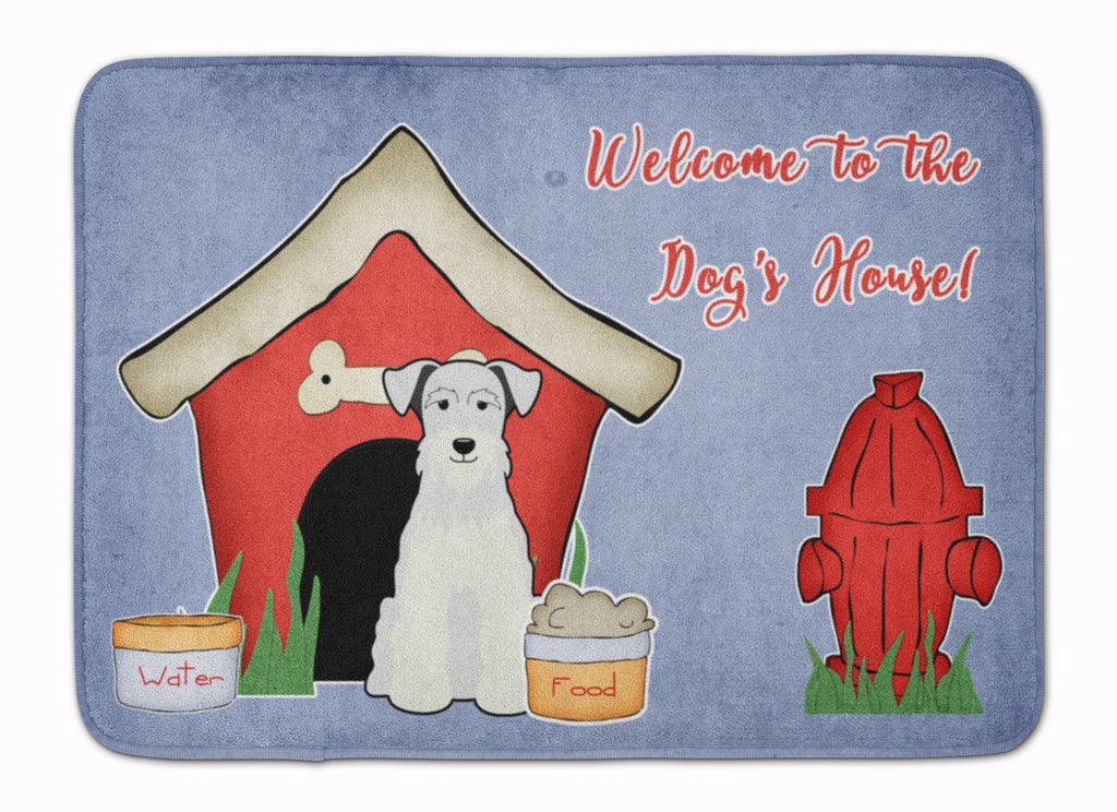 Dog House Collection Miniature Schnauzer White Memory Foam Kitchen Mat Machine Washable Anti-Fatigue Cushion Comfort Bath or Kitchen Rug