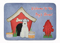 Dog House Collection Miniature Schnauzer White Memory Foam Kitchen Mat Machine Washable Anti-Fatigue Cushion Comfort Bath or Kitchen Rug