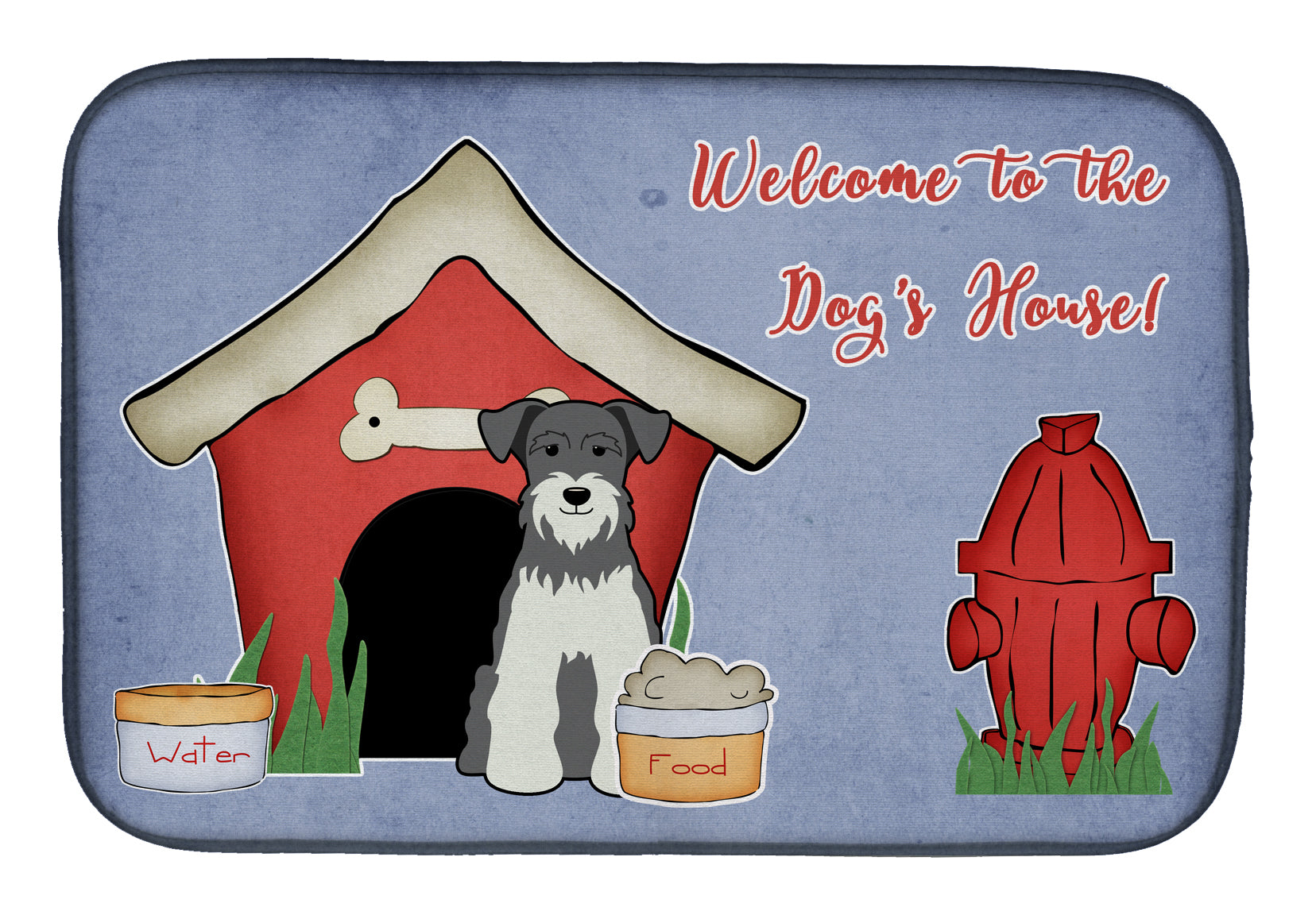 Dog House Collection Miniature Schnauzer Salt and Pepper Dish Drying Mat Absorbent Dish Drying Mat Pad for Kitchen Counter Dish Drainer Mat for Countertop, 14 x 21", Multicolor