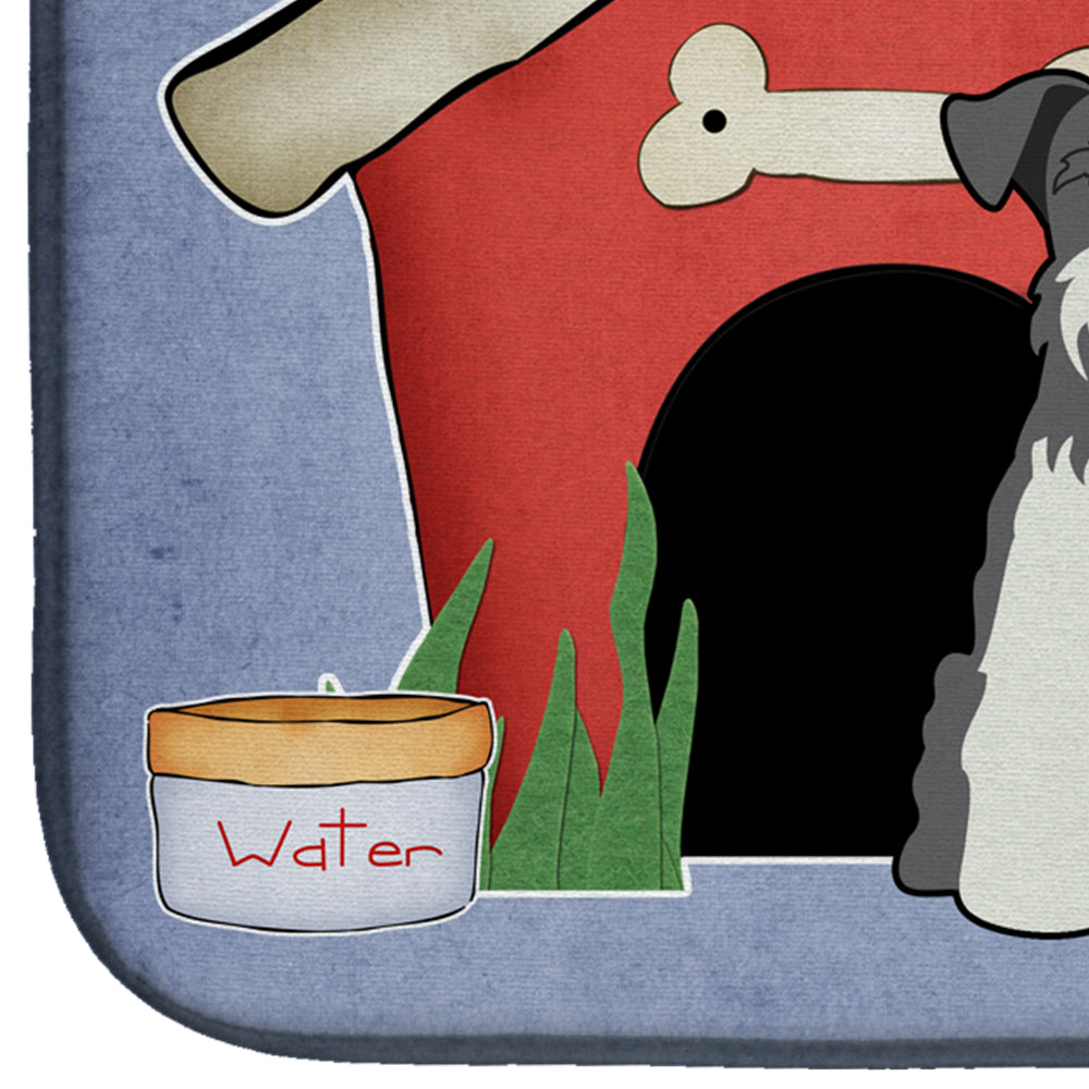 Dog House Collection Miniature Schnauzer Salt and Pepper Dish Drying Mat Absorbent Dish Drying Mat Pad for Kitchen Counter Dish Drainer Mat for Countertop, 14 x 21", Multicolor