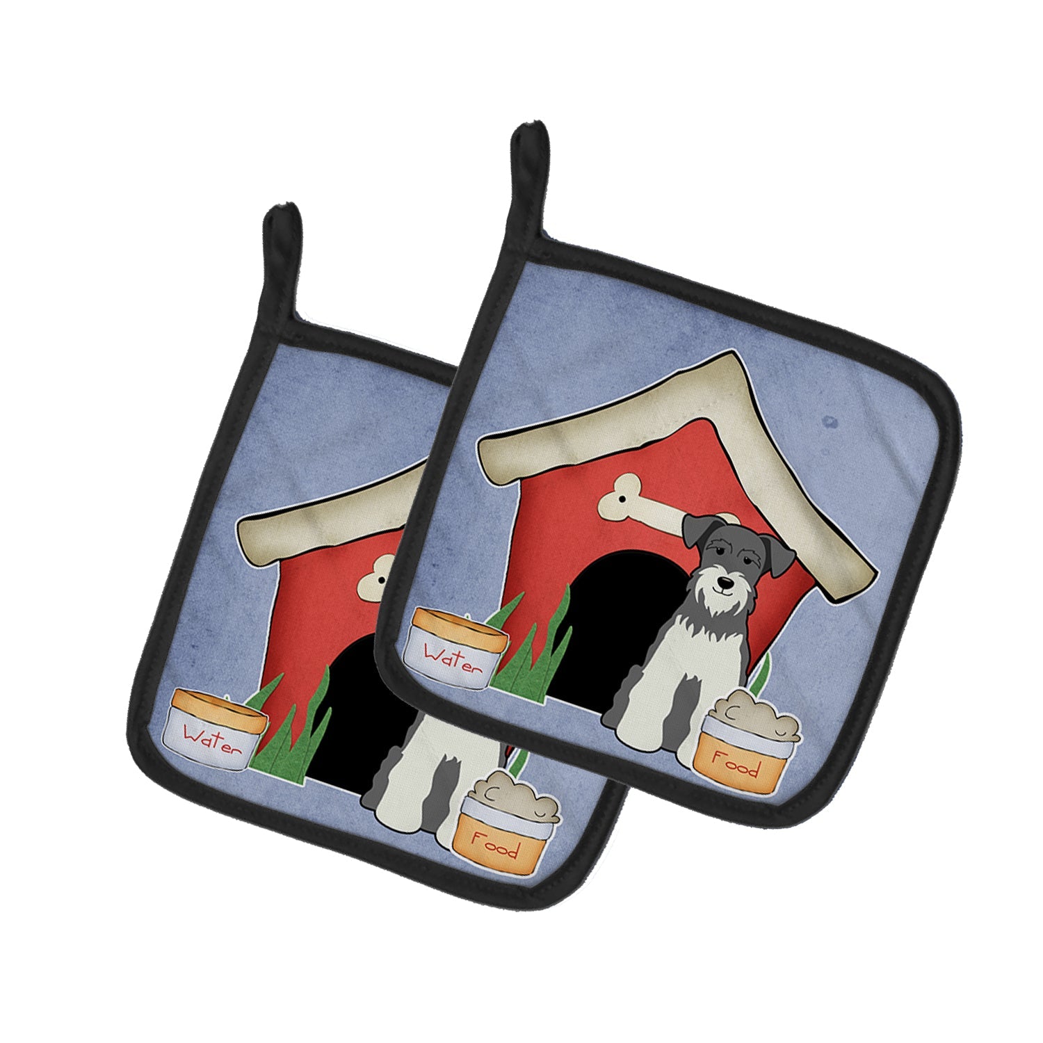 Dog House Collection Miniature Schnauzer Salt and Pepper Pot Holder Set of 2 Heat Resistant Quilted Hot Pads 7.5 x 7.5 Inch, Insulated Kitchen Trivets for Cooking & Baking