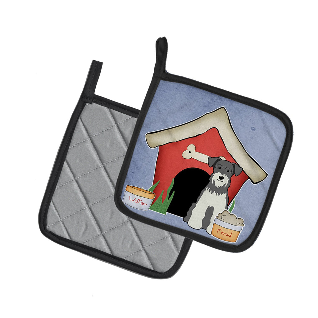 Dog House Collection Miniature Schnauzer Salt and Pepper Pot Holder Set of 2 Heat Resistant Quilted Hot Pads 7.5 x 7.5 Inch, Insulated Kitchen Trivets for Cooking & Baking