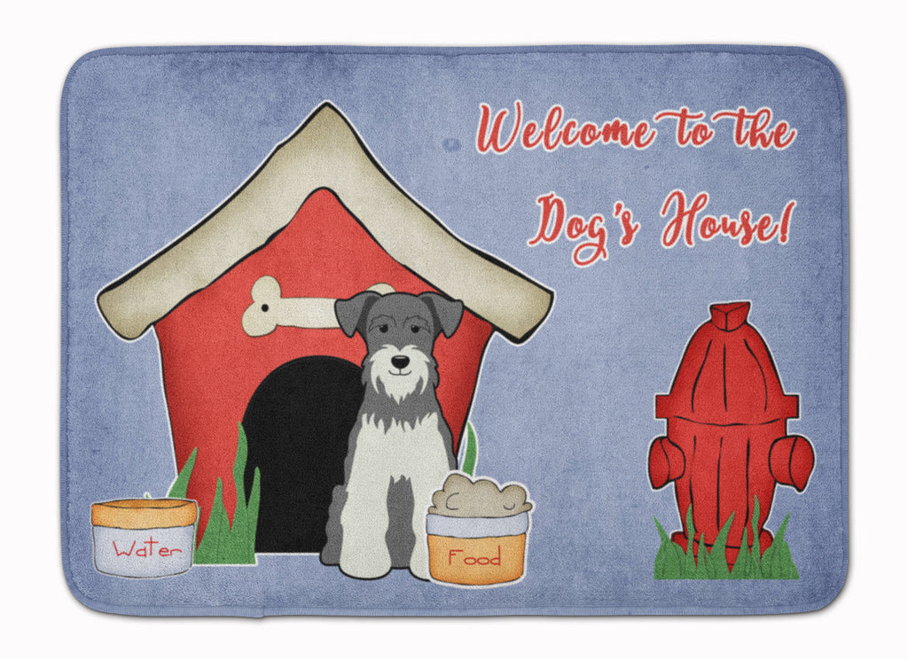 Dog House Collection Miniature Schnauzer Salt and Pepper Memory Foam Kitchen Mat Machine Washable Anti-Fatigue Cushion Comfort Bath or Kitchen Rug