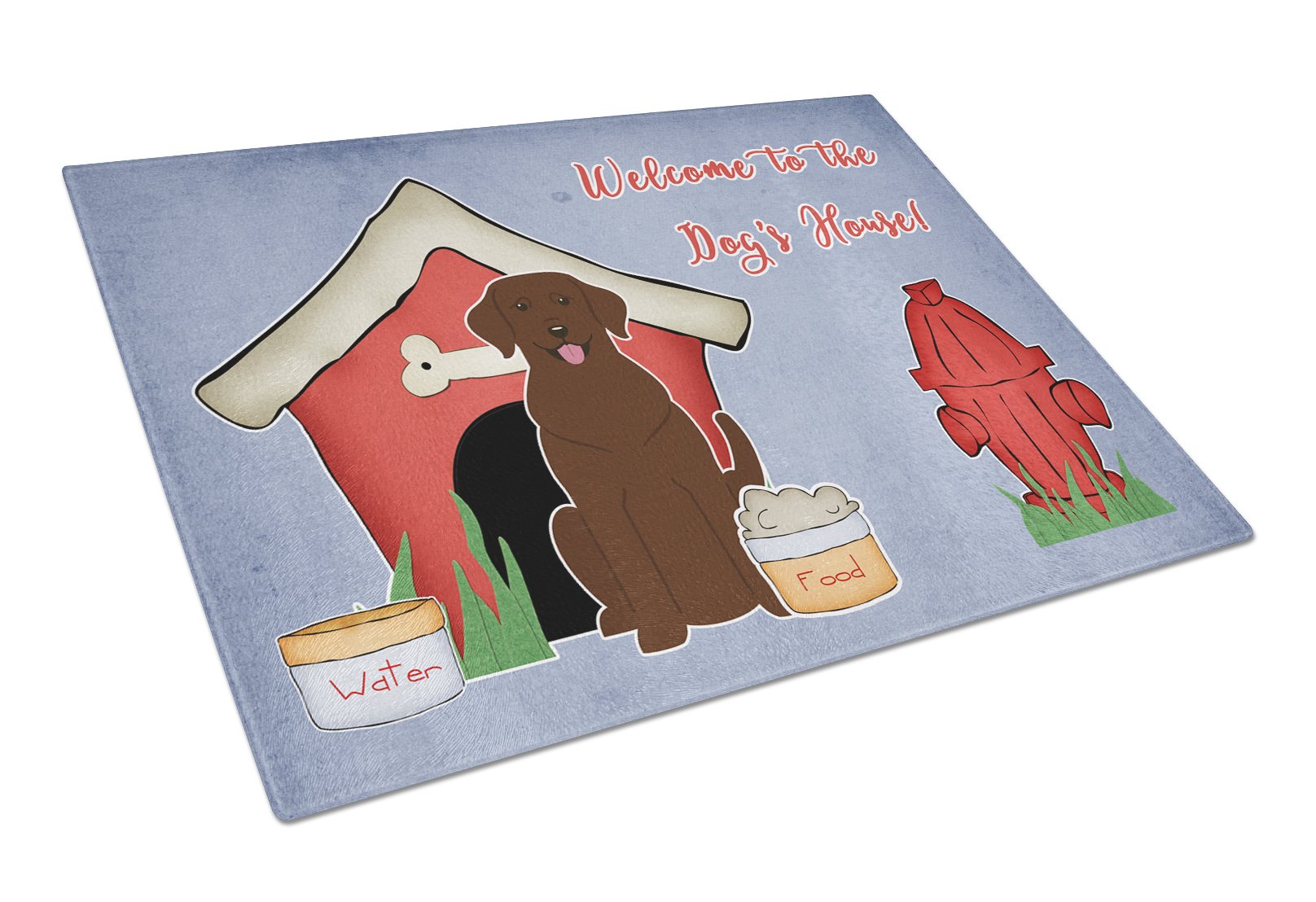 Dog House Collection Chocolate Labrador Cutting Board Tempered Glass Kitchen Cutting Surface, Heat Resistant Chopping, Non-Slip Feet, Food Prep & Serving