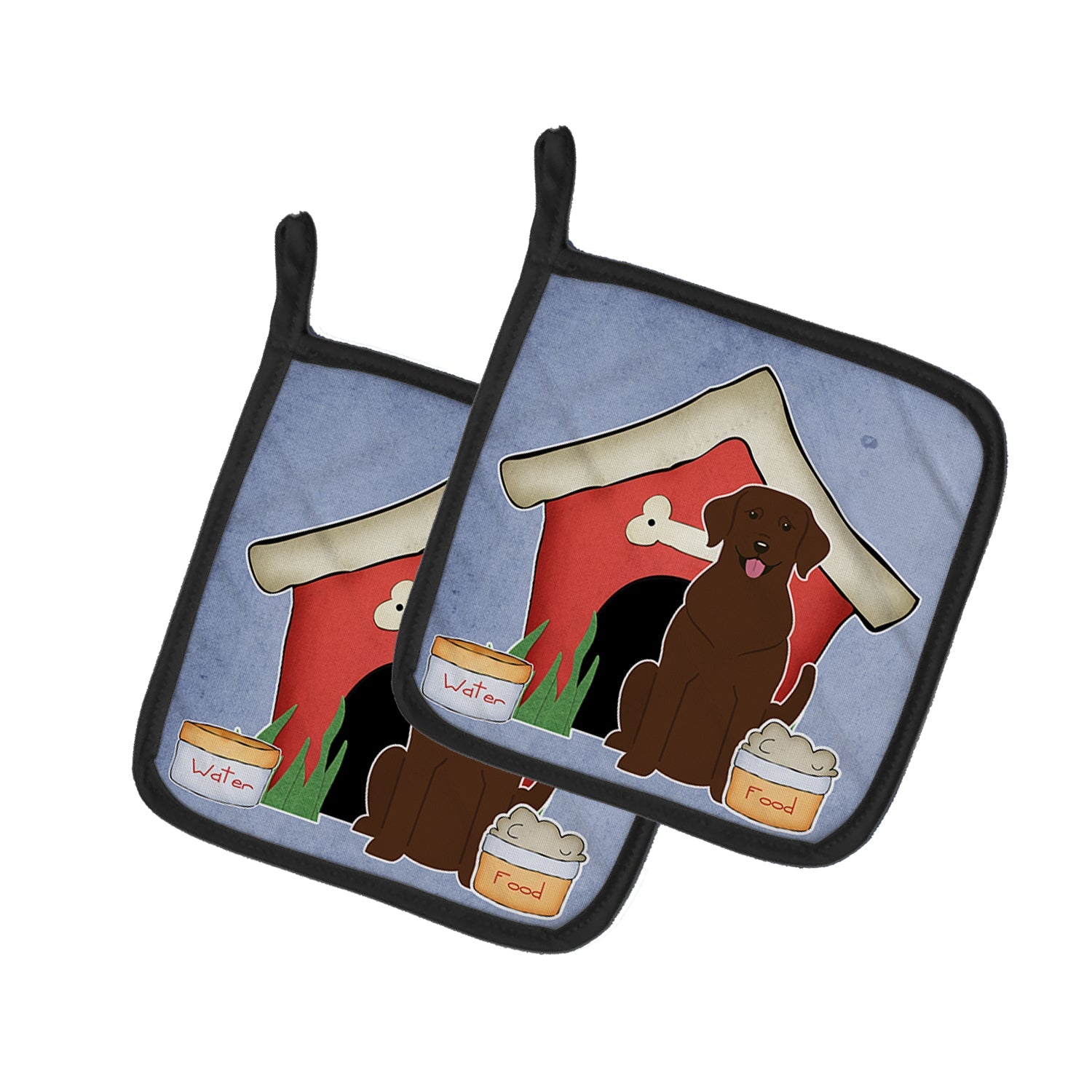 Dog House Collection Chocolate Labrador Pot Holder Set of 2 Heat Resistant Quilted Hot Pads 7.5 x 7.5 Inch, Insulated Kitchen Trivets for Cooking & Baking